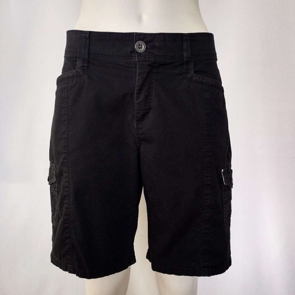 Lee Sinfully Soft Black Cotton Multi Pocket Long Cargo Shorts